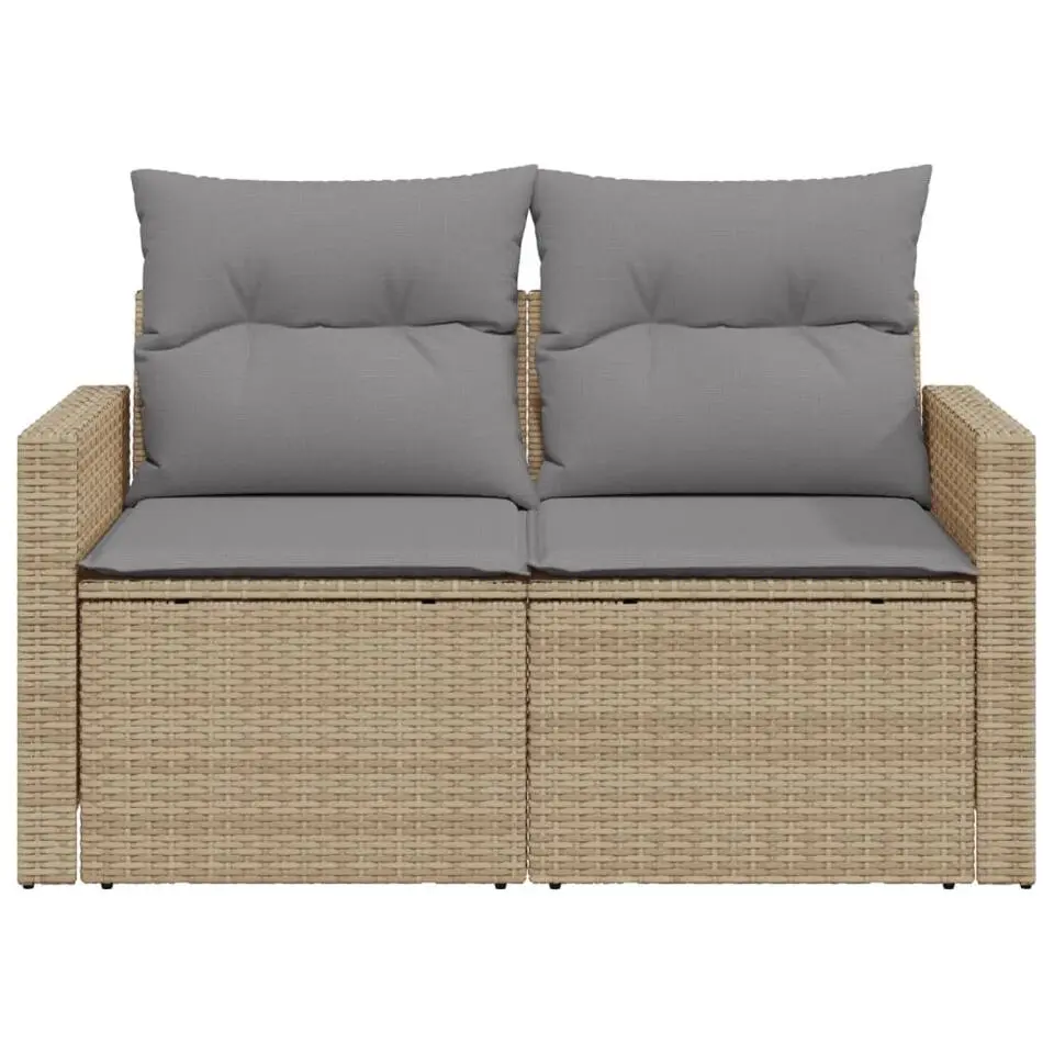 vidaXL - Tuinbank 2 -zits - Beige - Poly rattan - Met kussens