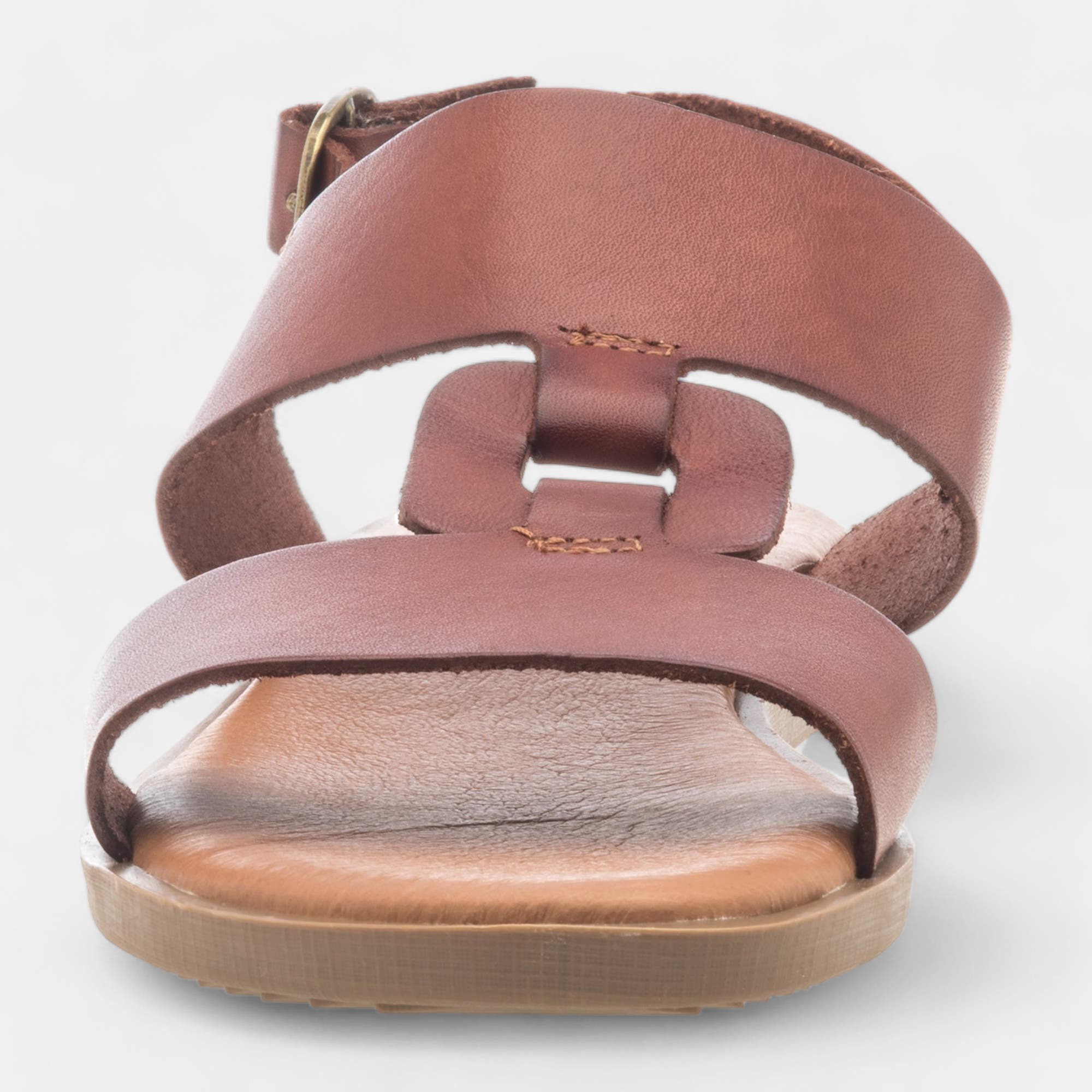 Nu-pieds Femme en cuir marron