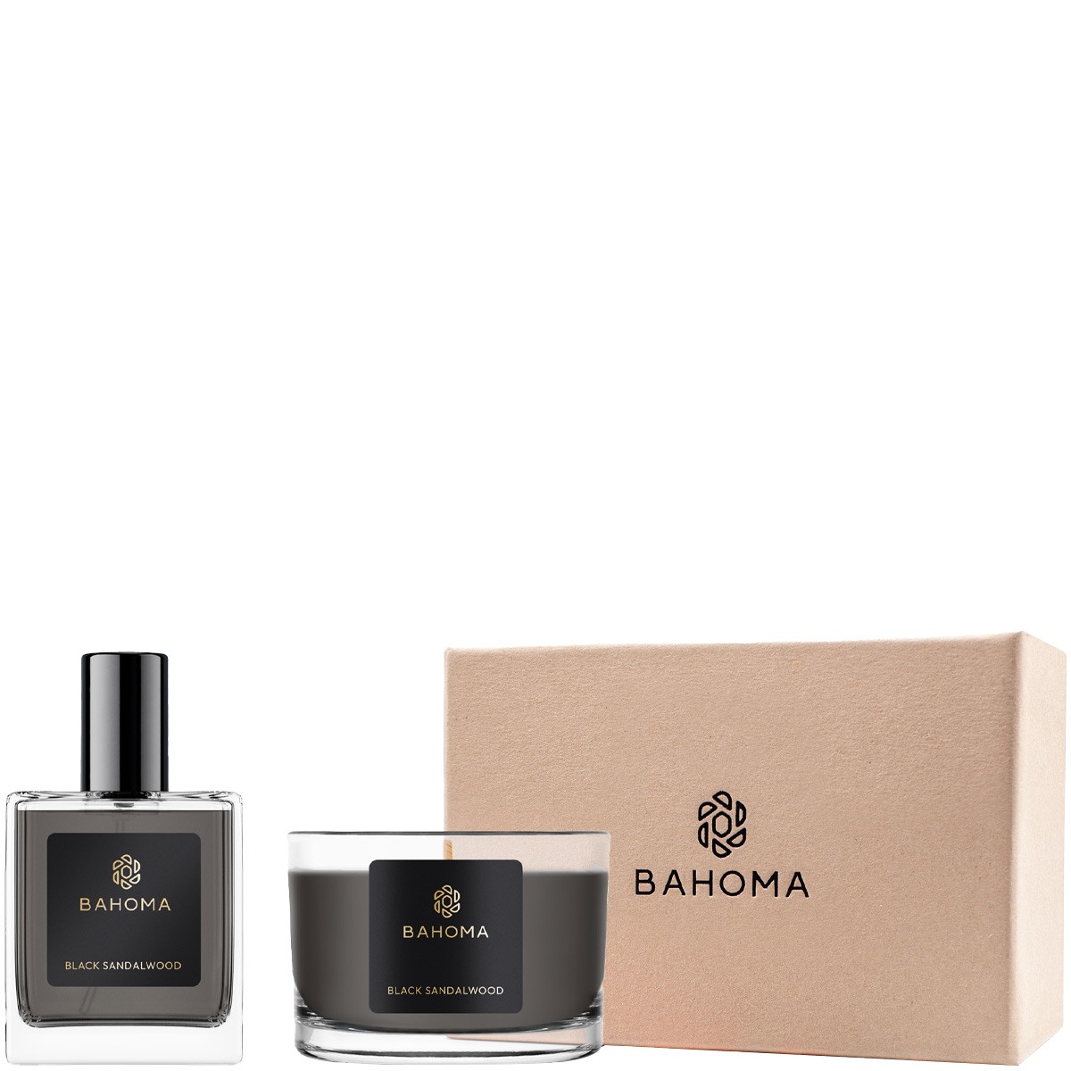 Coffret bougie parfumée & parfum d'ambiance - Black Sandalwood - Bergamote & santal - 2 produits