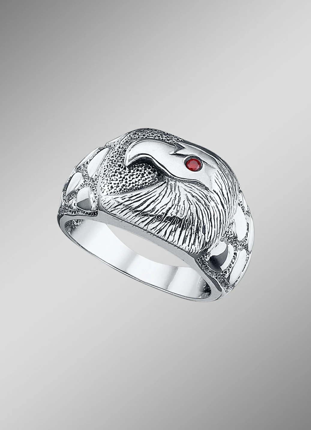 Massiver Herrenring mit Adler und echt Granat