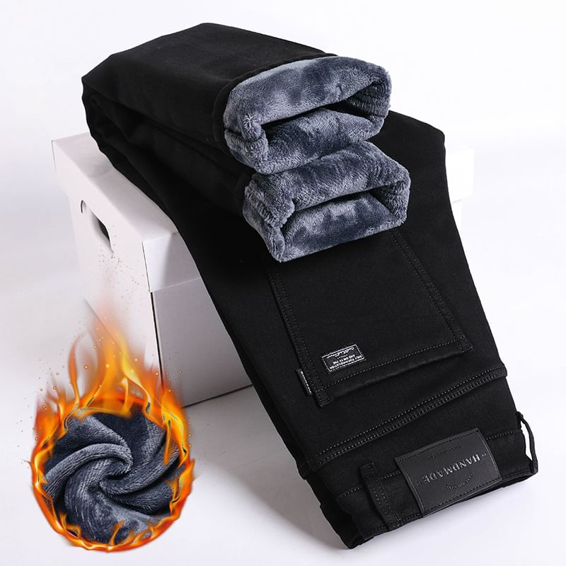 Nataro - Middelhoge fleecegevoerde gewassen rechte jeans