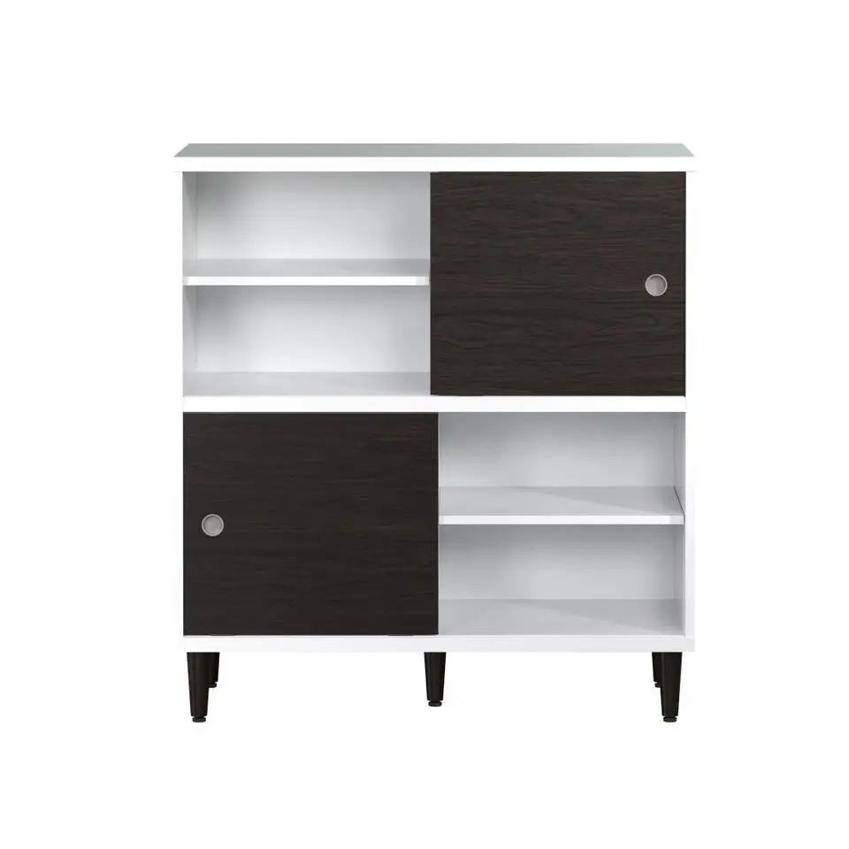 Hioshop Evolution wandkast 2 deuren- 4 planken wit- zwart