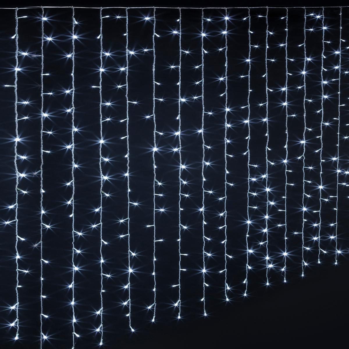 RIDEAU FACADE L.200CM 400 LEDS BLANC FROID