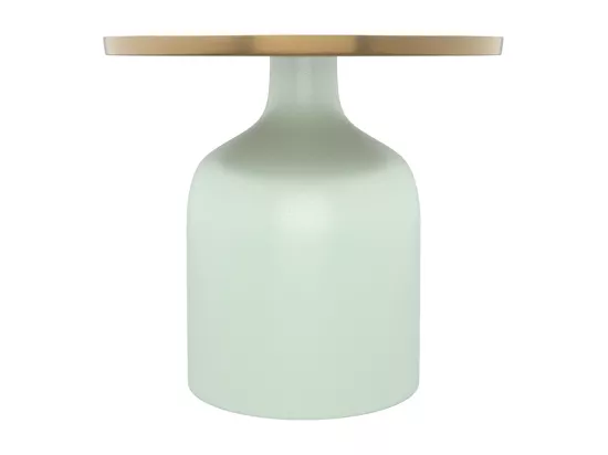 Table d'appoint ronde en métal vert d'eau et laiton D44,5 cm - Lyne