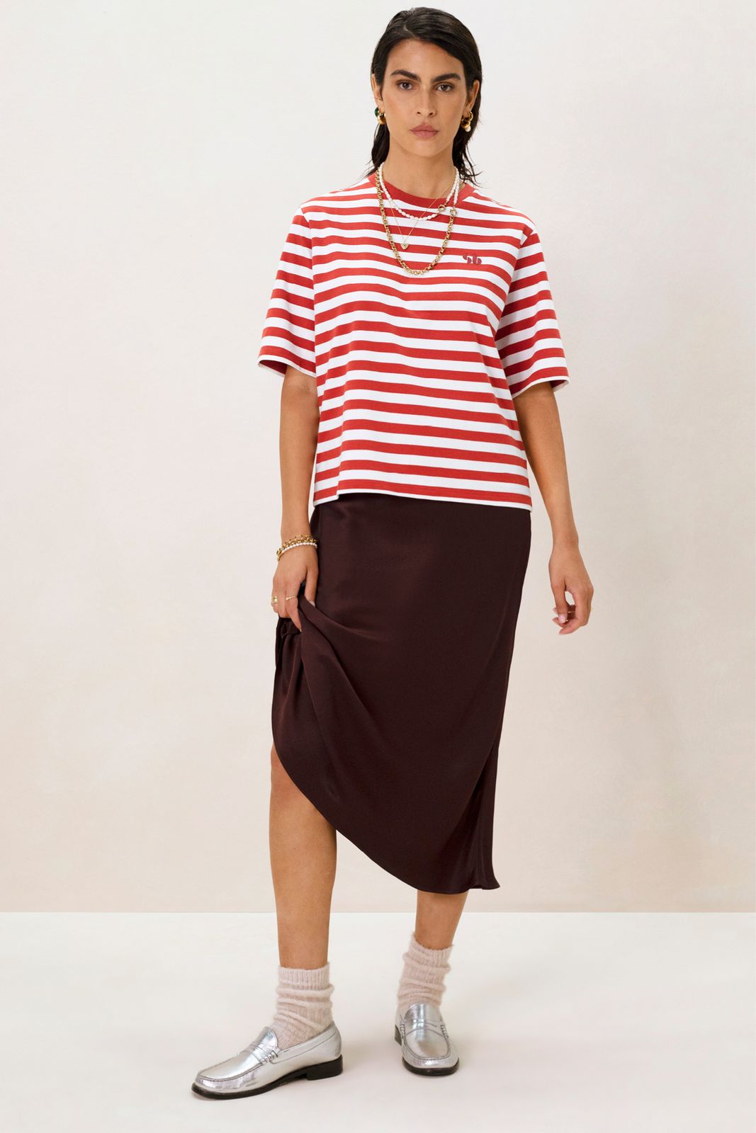Rood met wit gestreept T-shirt