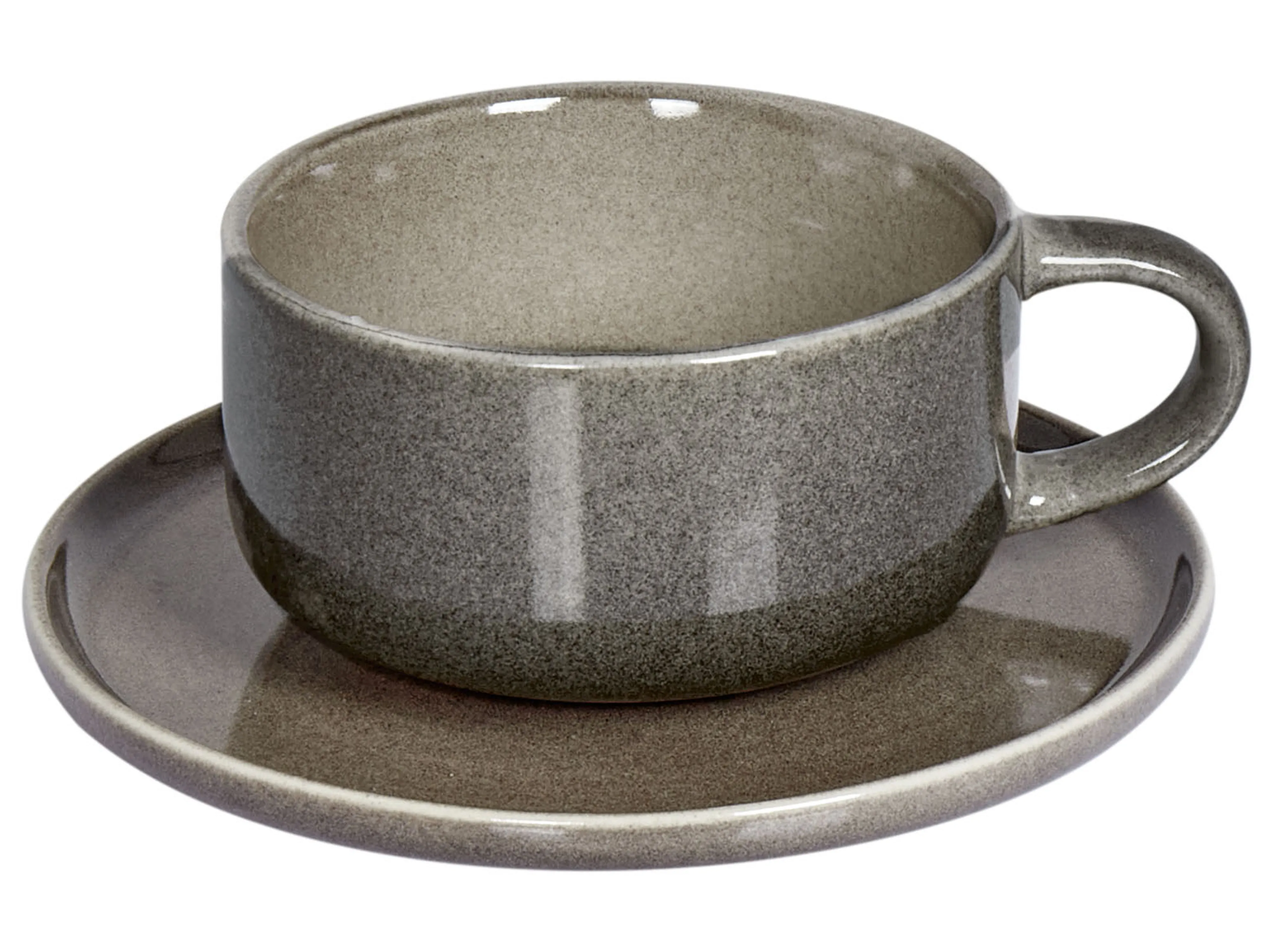 Set van 4 kopjes met schotels COSTMARY Steengoed Grijs