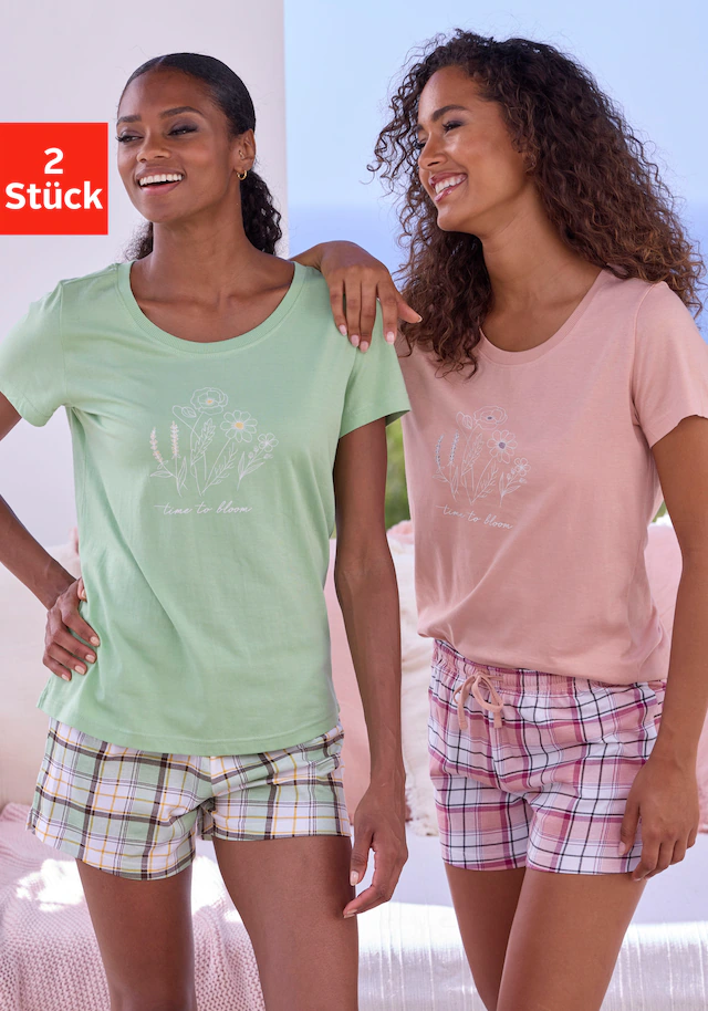 Vivance Dreams Shorty, 2 Stücker Set, mit karierter Pyjamashorts