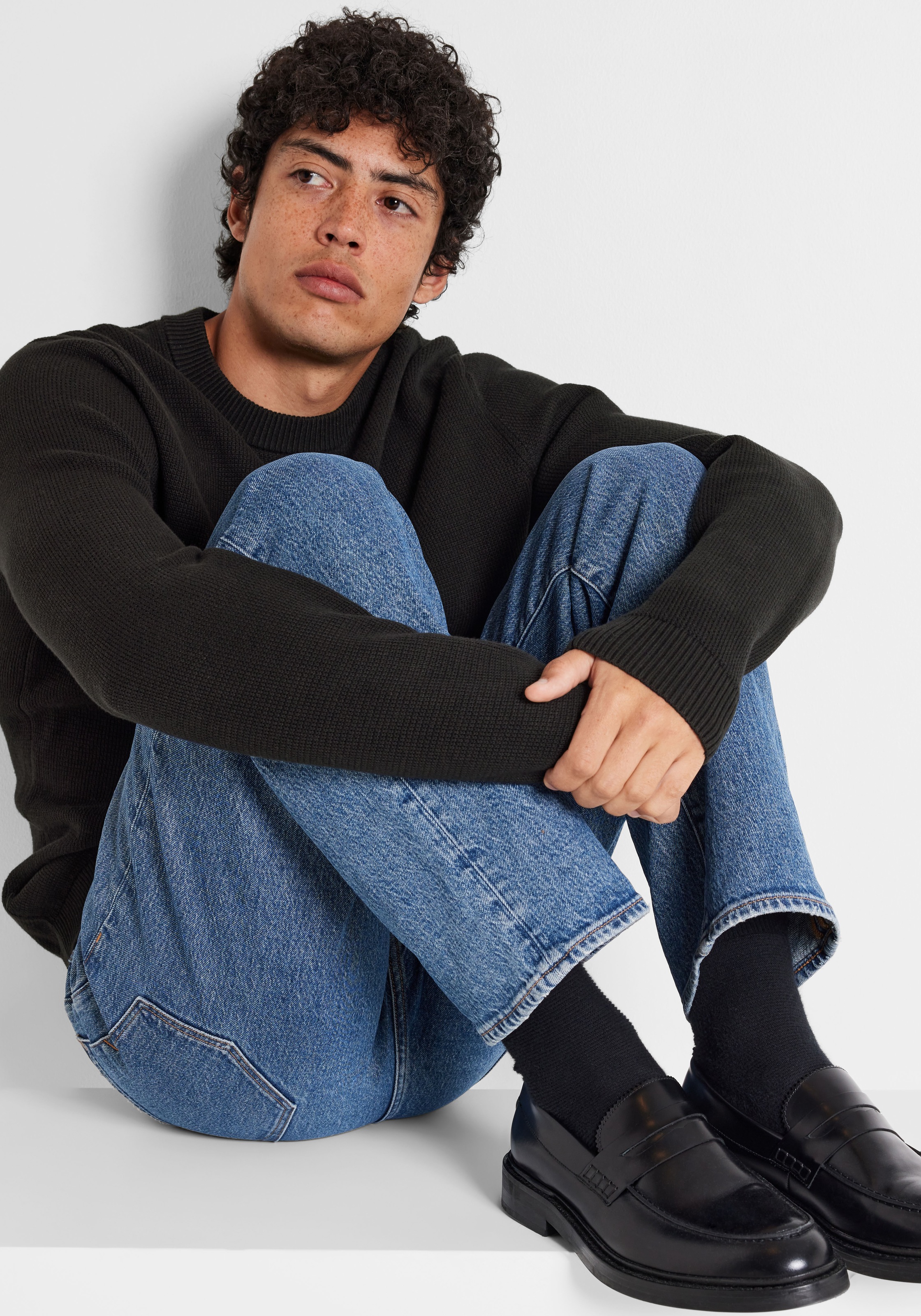 SELECTED Rundhalspullover »SLHDANE LS KNIT STRUCTURE CREW NECK NOOS« Baumwolle, regular fit