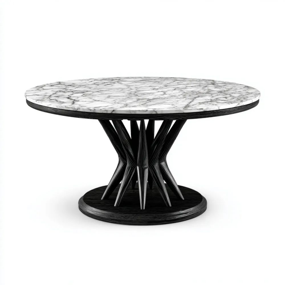 Runder Esstisch 120x120x75 cm - Schwarz/Weiß - Modernes Design