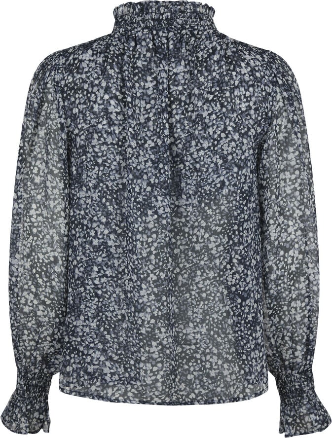Neo Noir Leia Flower Graphic Blouse Navy