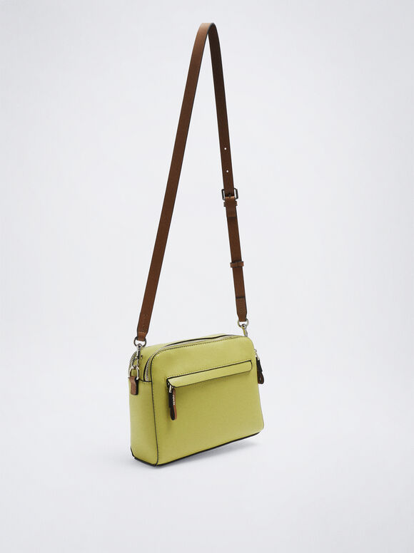 Bolsa transversal com pingente - Amarela