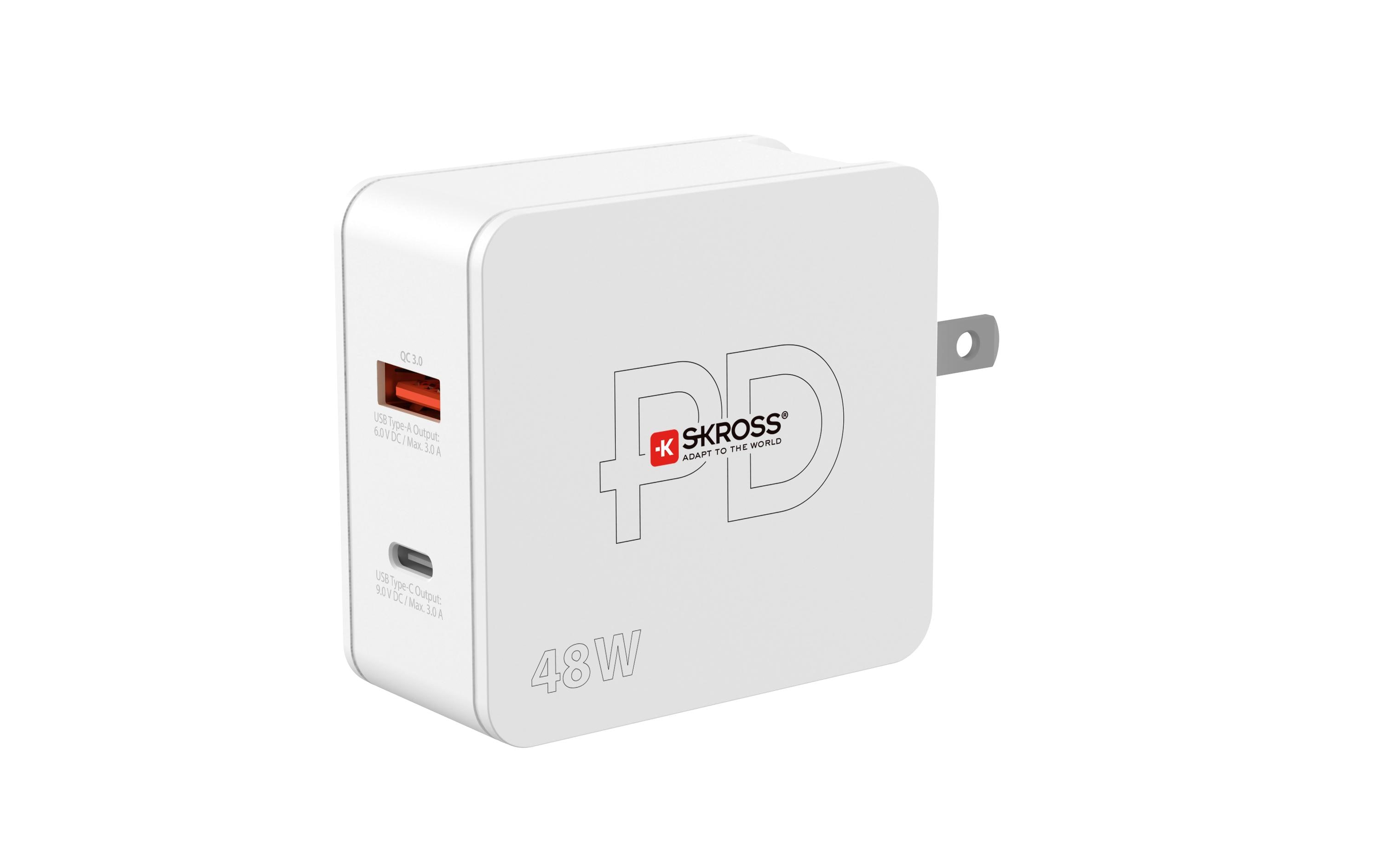 USB-Wandladegerät Multipower Combo+, US, 48 W, WeissKraftvolles USB-Wandladegerät für zu Hause und unterwegs