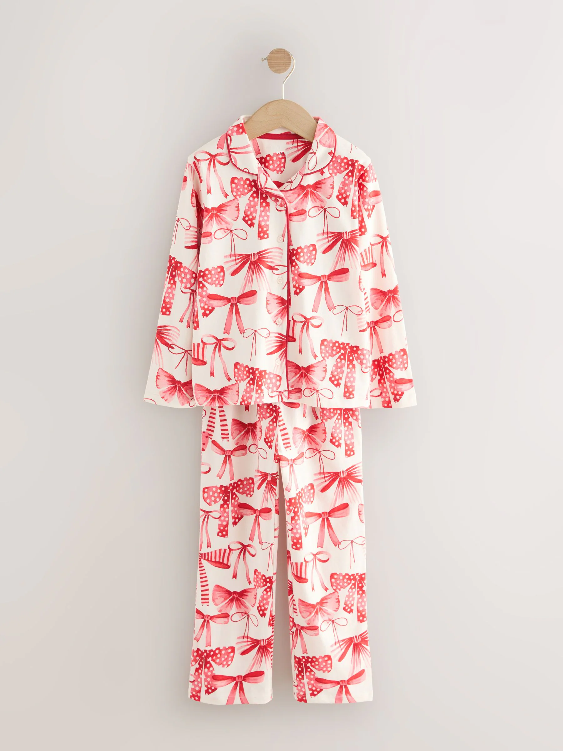 Rode/witte strik print - Pyjama met knoopsluiting (3-16jr)