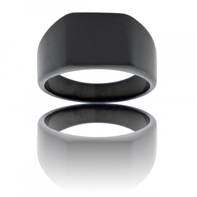 Bague Chevalière Homme Acier Noir