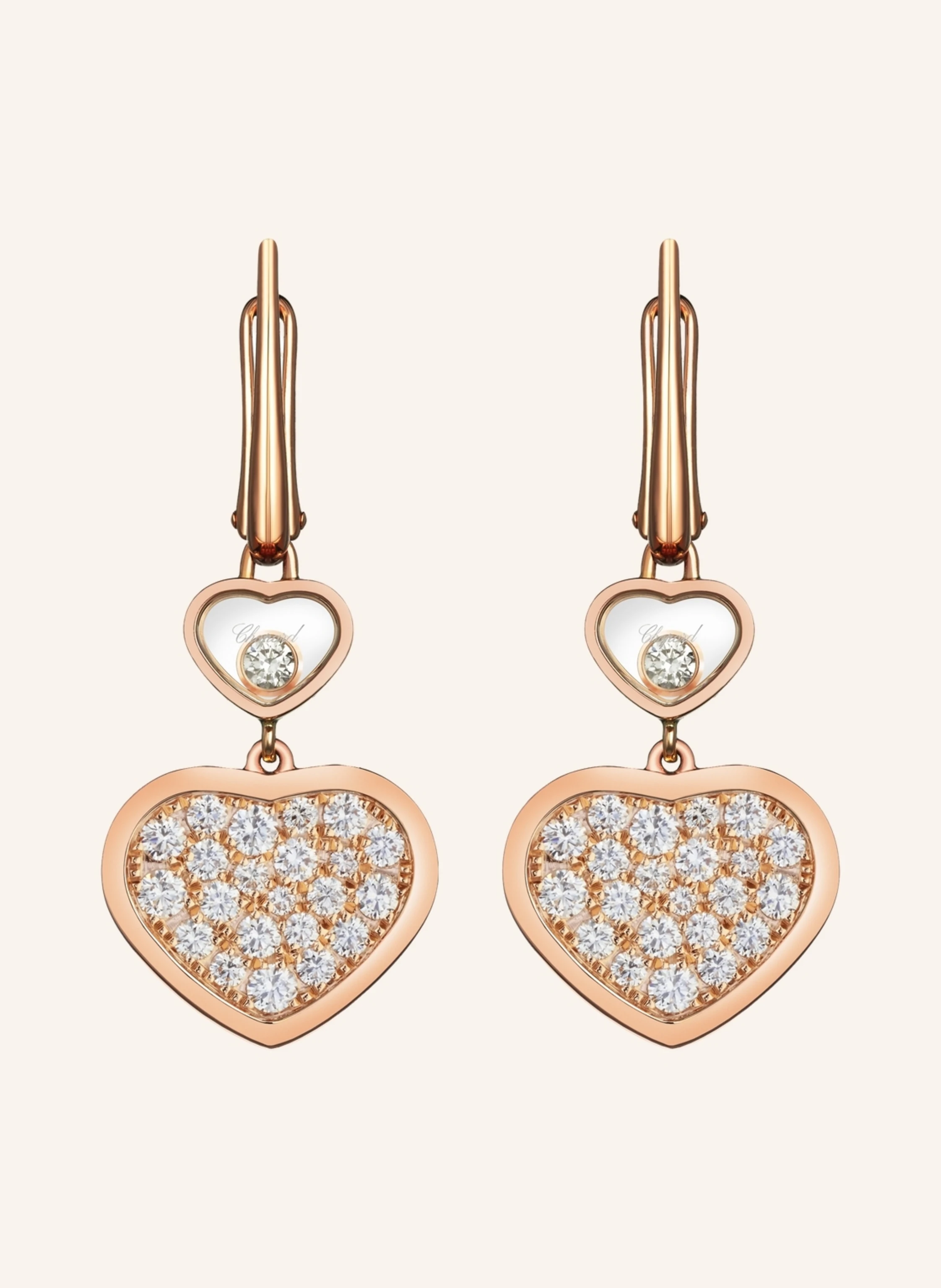 Chopard Ohrring HAPPY HEARTS Ohrringe aus 18 Karat Roségold und Diamanten