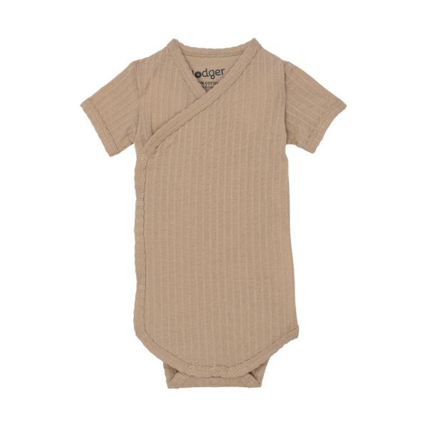 Lodger Seersucker Overslagromper - Korte Mouw - Mt. 56 - Beige
