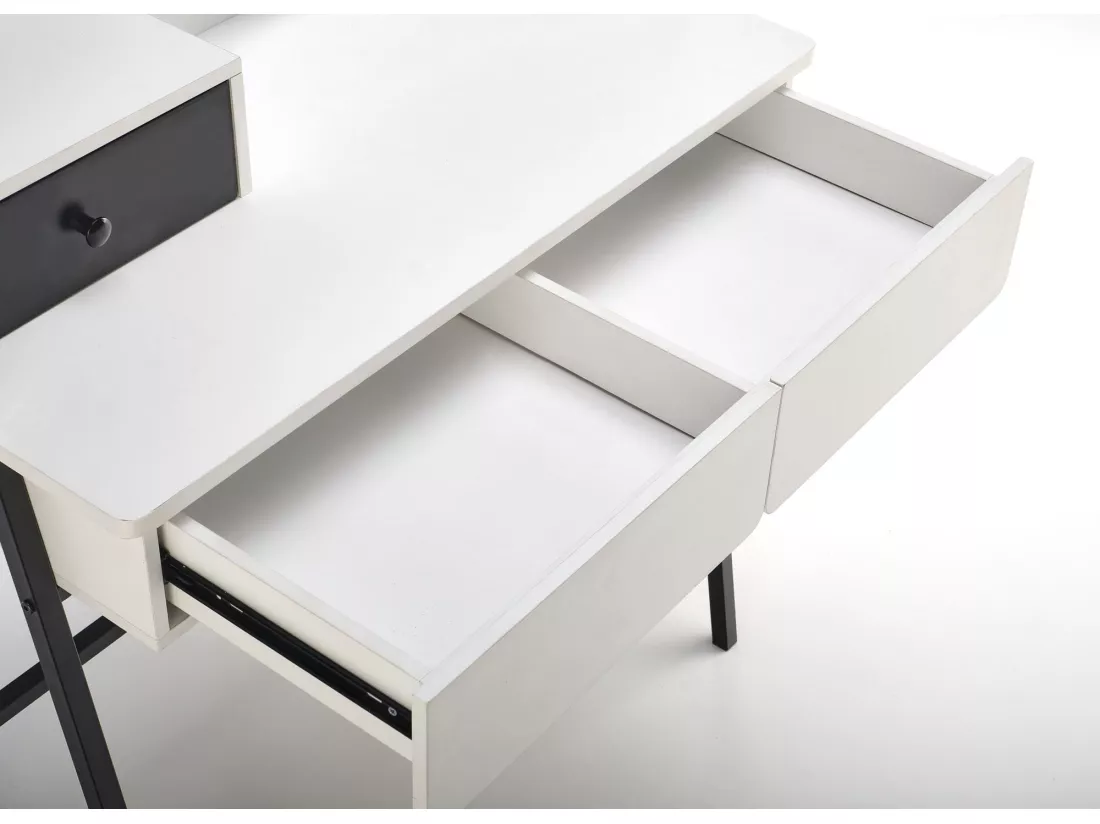 Coiffeuse design noire et blanche avec miroir et 3 tiroirs Morning