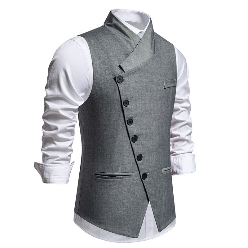 YIKES - Opstaande kraag, effen asymmetrisch vest met knoopjes