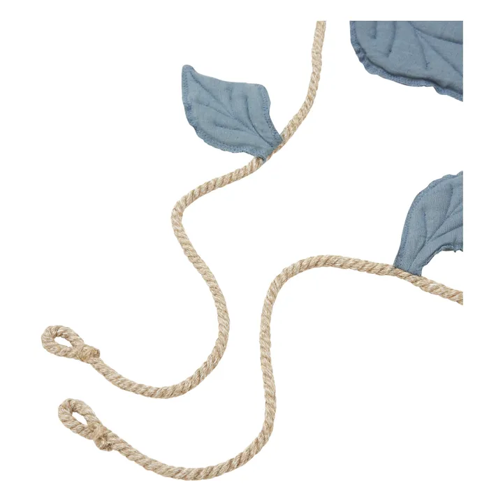 Ila y Ela Guirlande décorative Feuilles en lin | Bleu