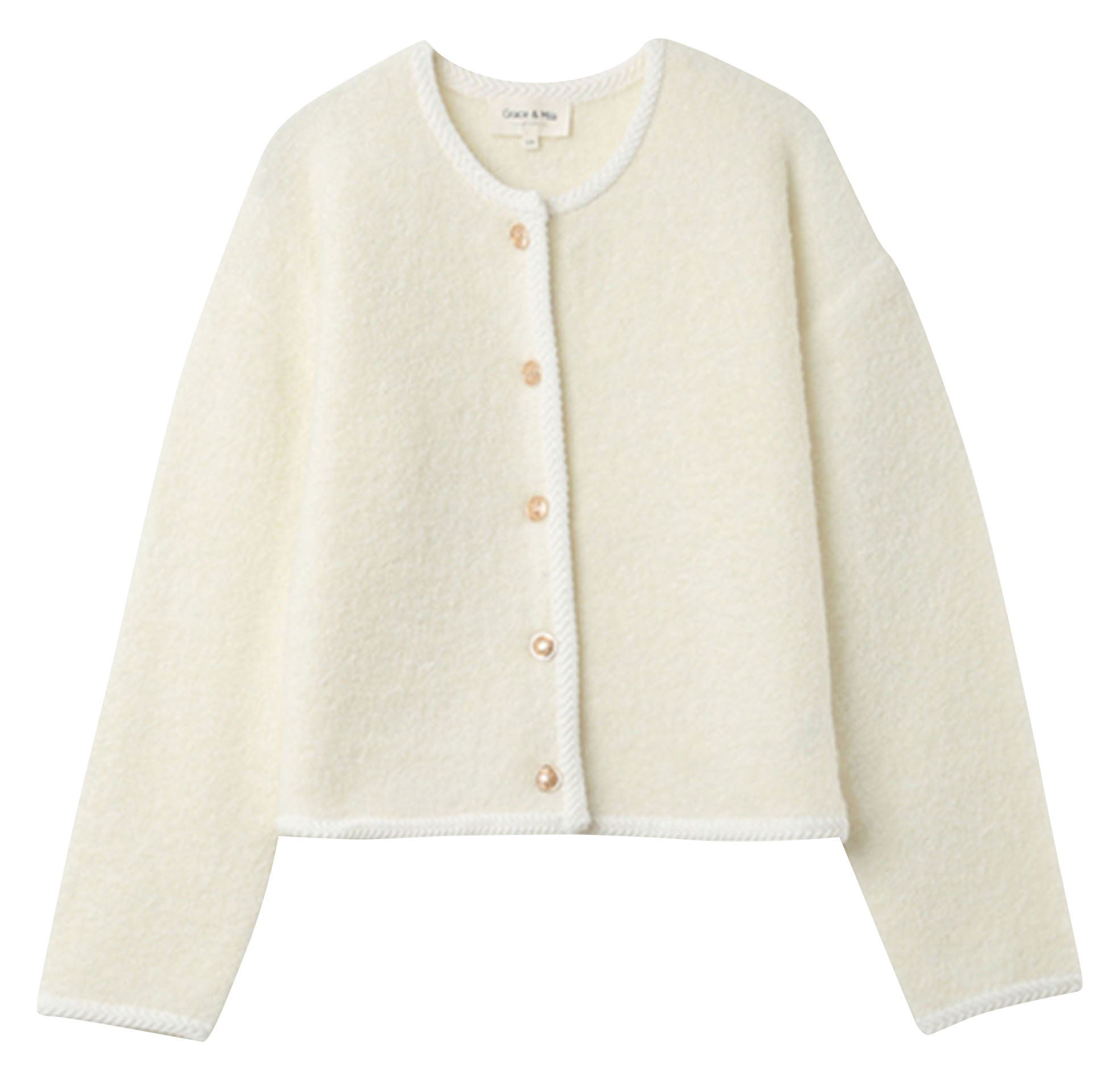 NARNIA - Cardigan col rond droit en maille | Beige