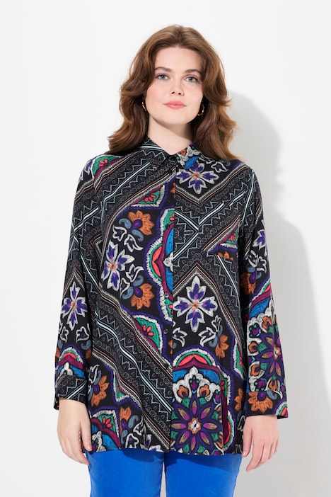 Hemdbluse, Mustermix, Hemdkragen, Langarm