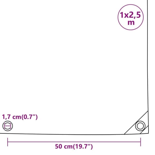 vidaXL Presenning grønn 1x2,5 m 650 g/m²