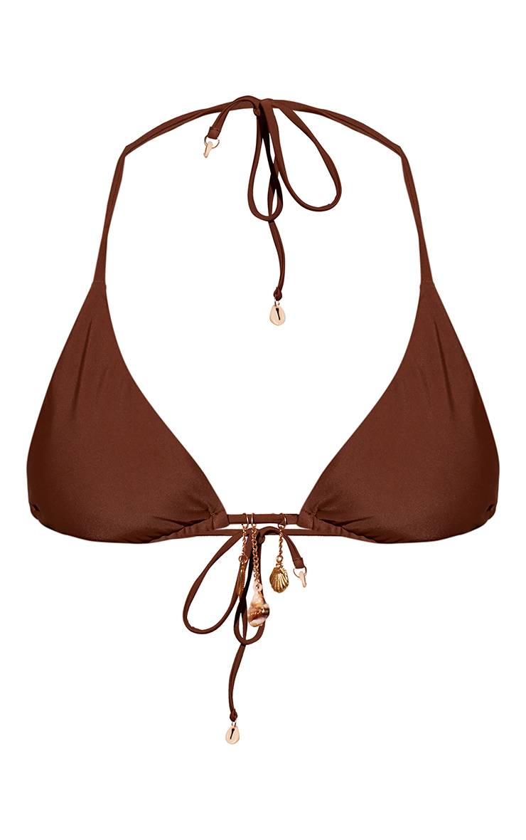 Chocolat Haut De Bikini Triangle Avec Ornement De Breloques