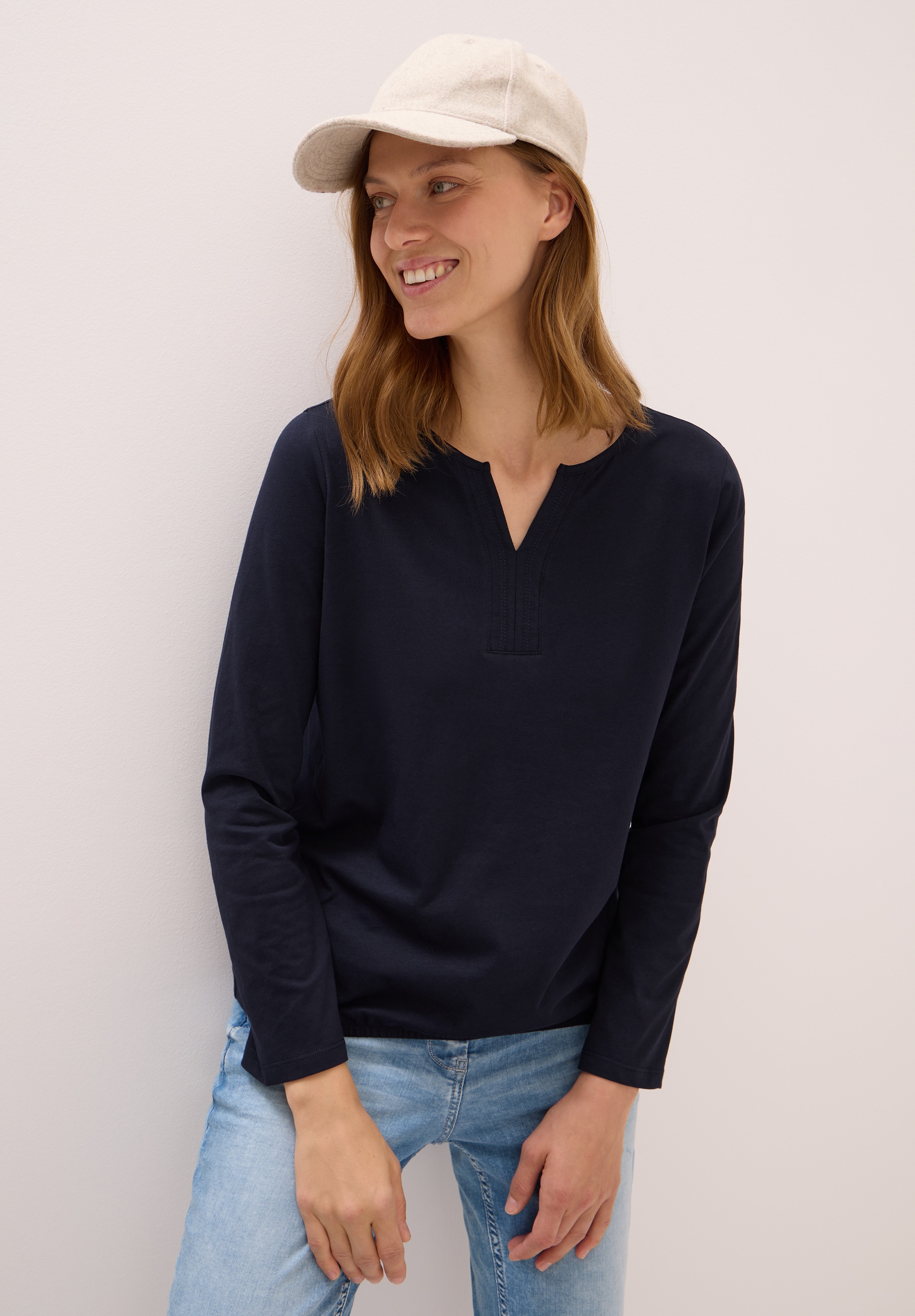 Cecil Tunikashirt , Split Neck, unifarben