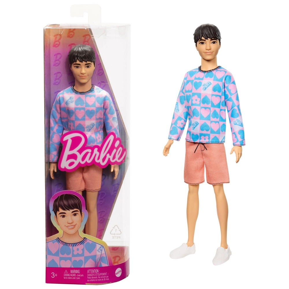 Barbie Fashionista Ken Puppe 219 mit buntem Herzchen-Top