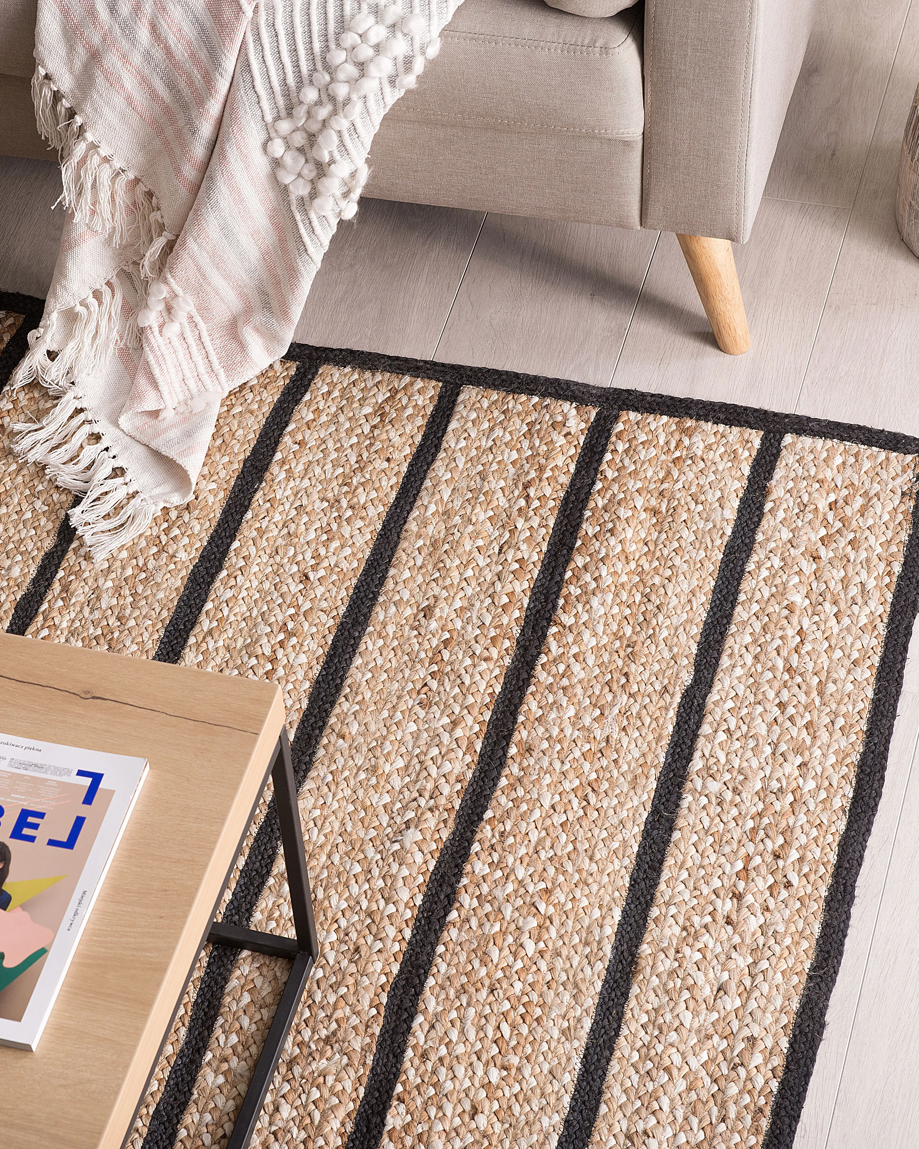 Vloerkleed KARADONA Beige 140 x 200 cm Jute