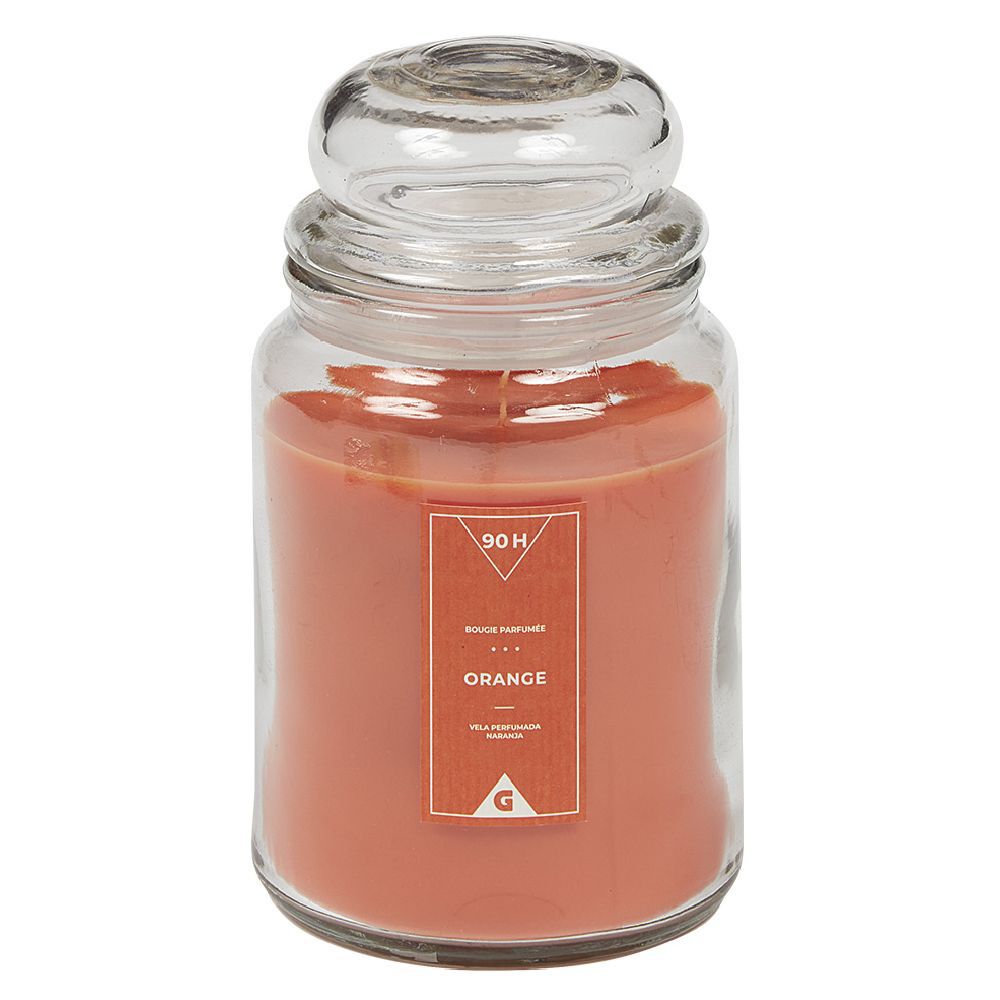 Bougie dans bocal orange Ø9,5 cm