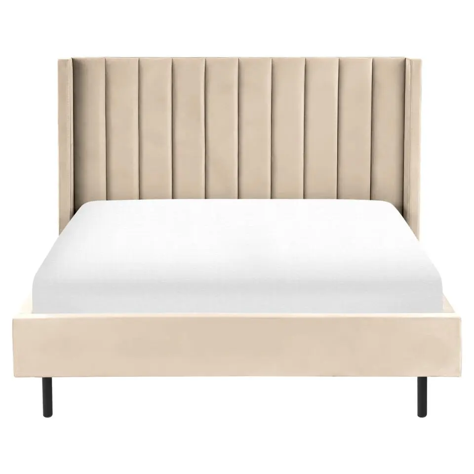 VILETTE - Tweepersoonsbed - Beige - 140 x 200 cm - Fluweel