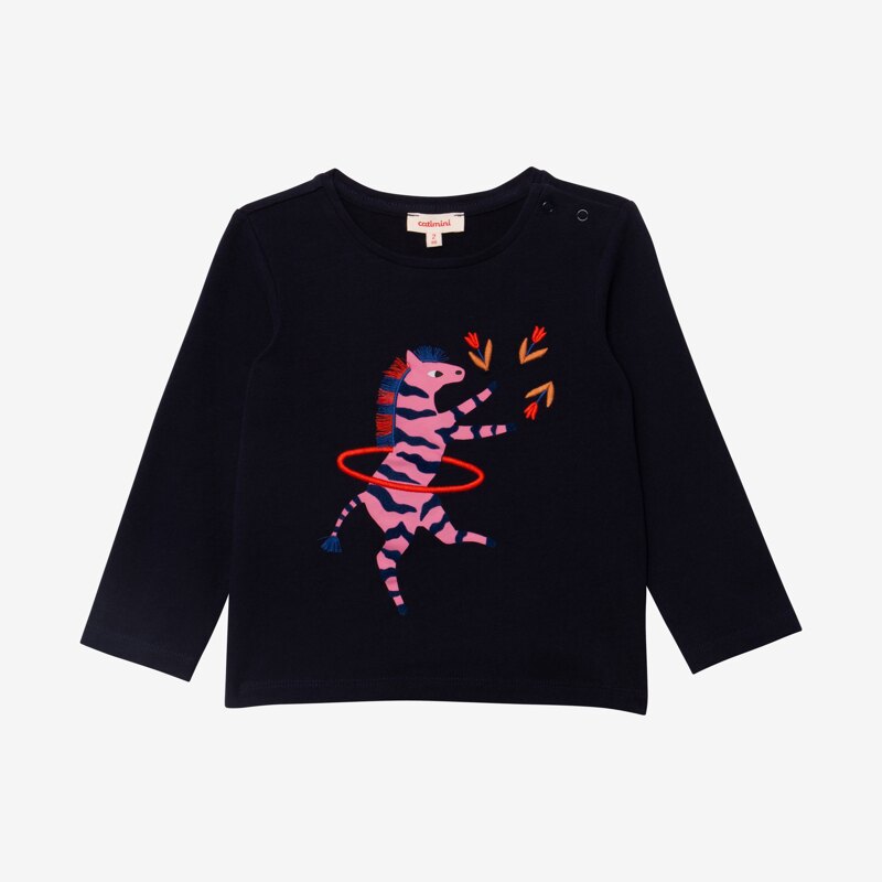 Tee-shirt bio fille zèbre-cerceau Catimini Bleu