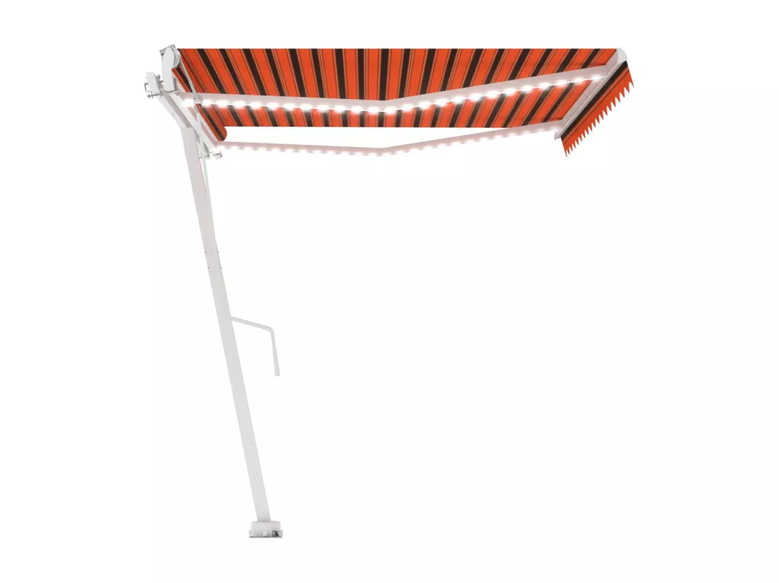 Auvent automatique capteur de vent LED 400x350 cm Orange marron