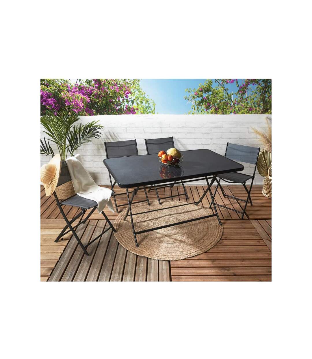 Paris Prix - Table De Repas Pliante extérieur 140cm Noir