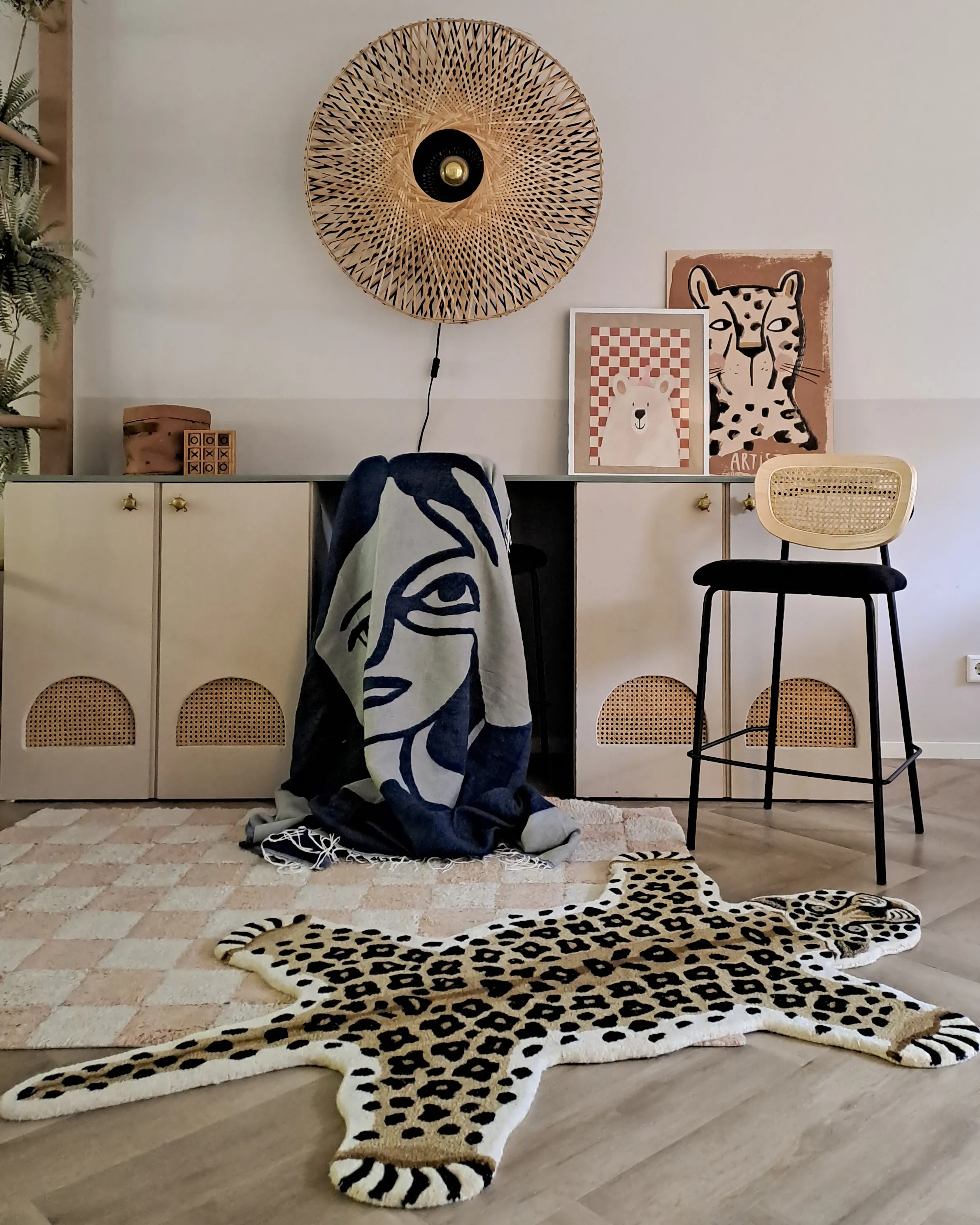 Set van 2 barstoelen MAYETTA Rotan Zwart