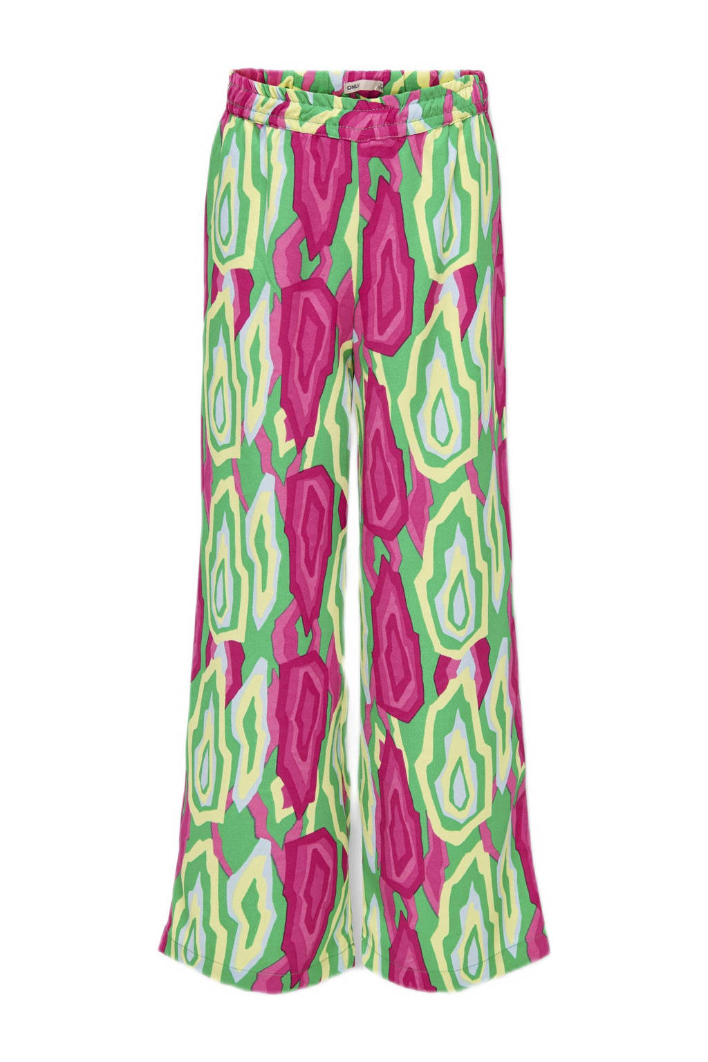 ONLY wide leg broek KOGLINO met all over print groen/fuchsia