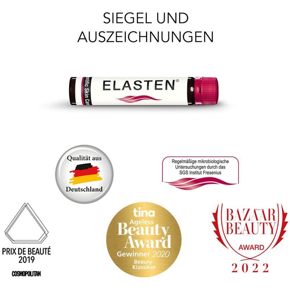 ELASTEN® Kollagen Trinkampullen für schöne Haut – das studiengeprüfte Original, mit Acerola, Vitamin C, Zink, Biotin