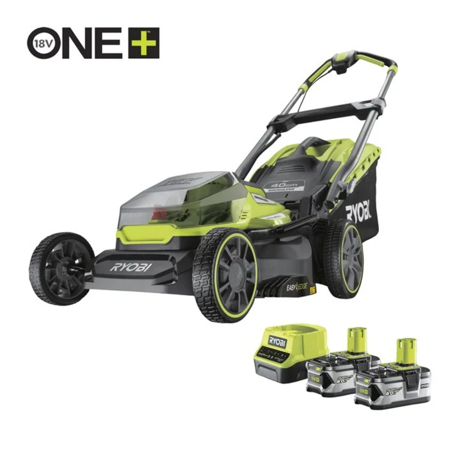 Ryobi RY18LMX40A-240 18V Li-ion accu grasmaaier set (2x 4.0Ah) - 40cm - koolborstelloos