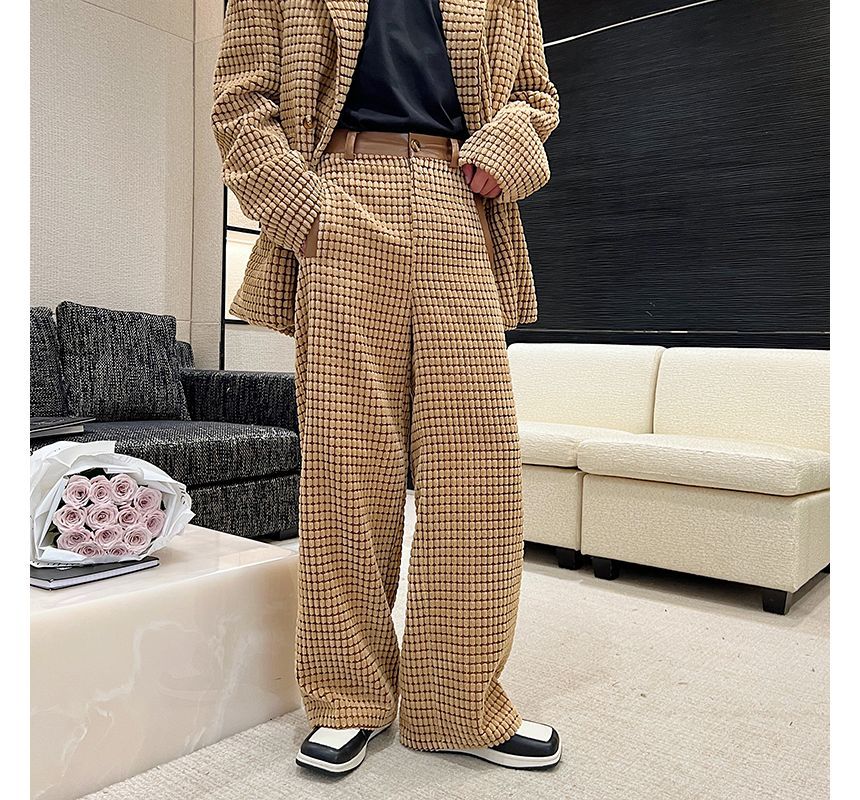 Freehop - Corduroy dubbelrijs blazer / Mid Rise wijde broek