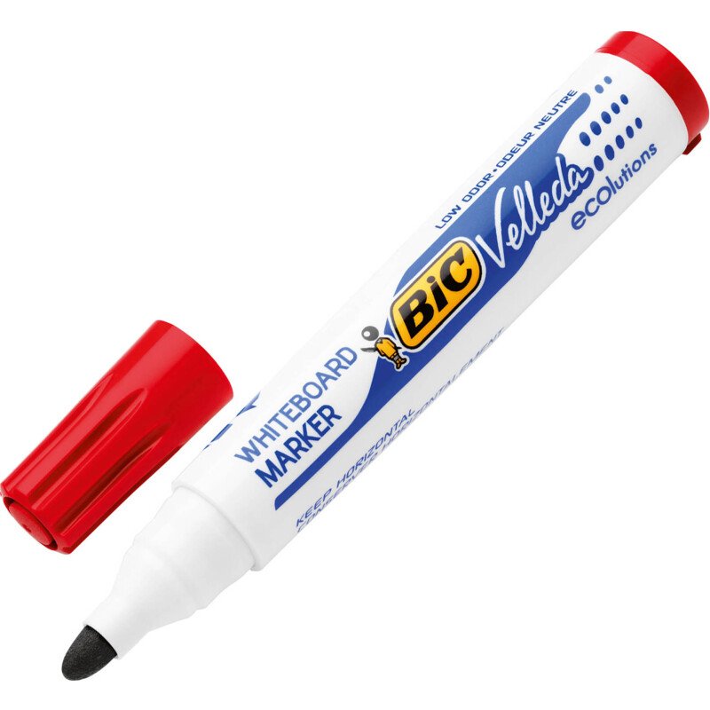 Marqueur effaçable Bic Velleda 1701 pointe ogive 4,95 mm - Boîte de 4 couleurs assorties