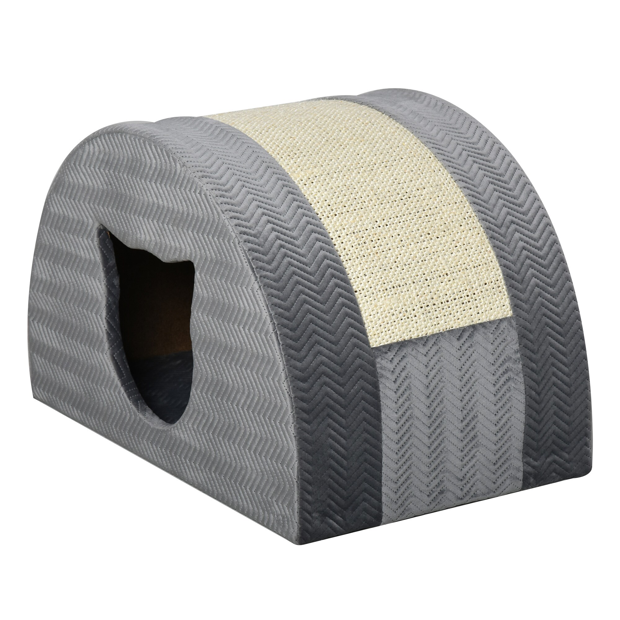 PawHut Katzenhöhle  mit Kratzbrett grau 48,5 x 30 x 30 cm (BxTxH)