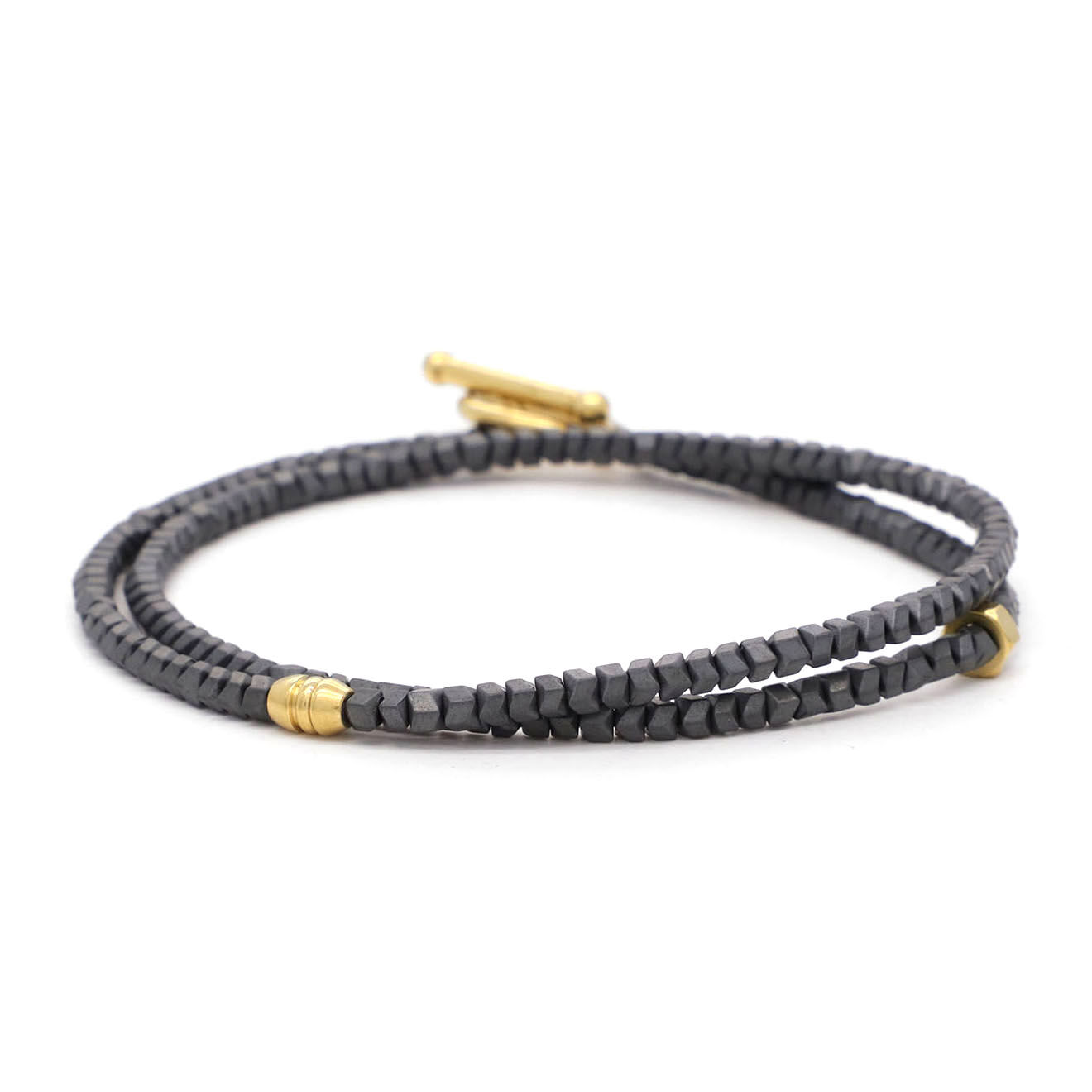Jacobson Bracelet Owen en Acier doré & Hématite