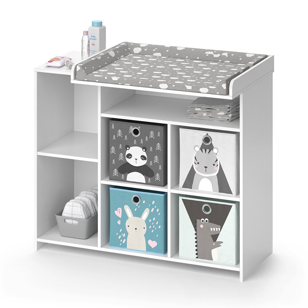 Vicco Wickelkommode Babykommode Wickelregal Oskar Simple Weiß Wickeltisch Fächer