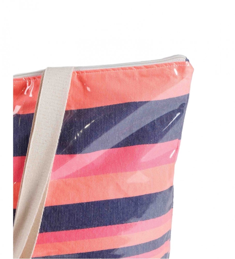 Conjunto de pareô e bolsa de praia listrados rosa da Admas