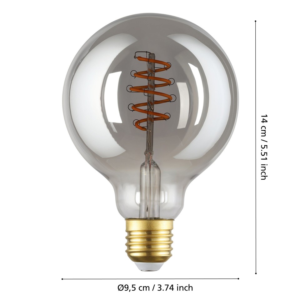 EGLO - E27 G95 spiral, røg - Varm hvid - Zigbee, Bluetooth