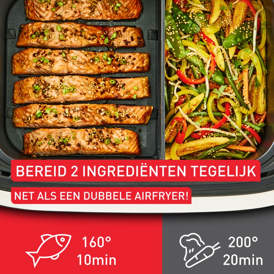 Dual Easy Fry Flex EY9228 Air fryer met flexibel tussenschot - 6 programma's - 9 L