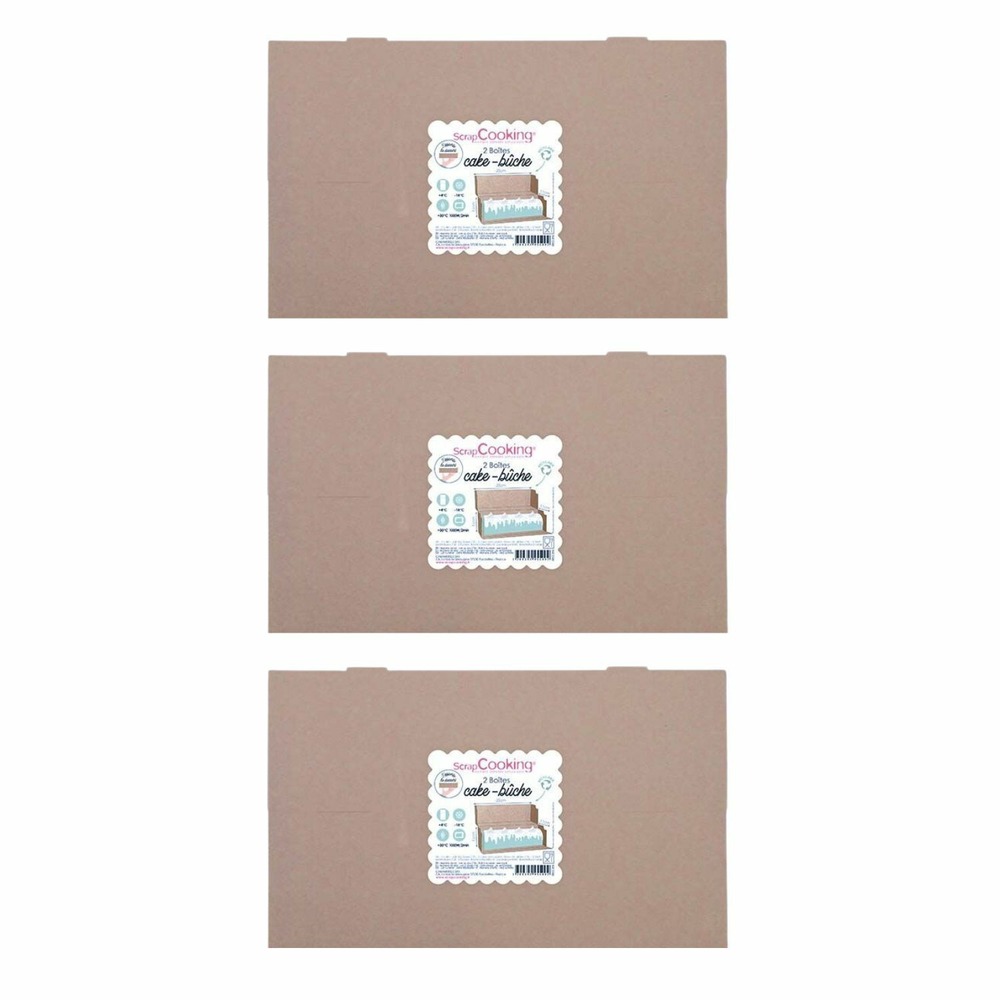 6 boîtes en carton pour bûche de noël 35 x 11 x 11 cm