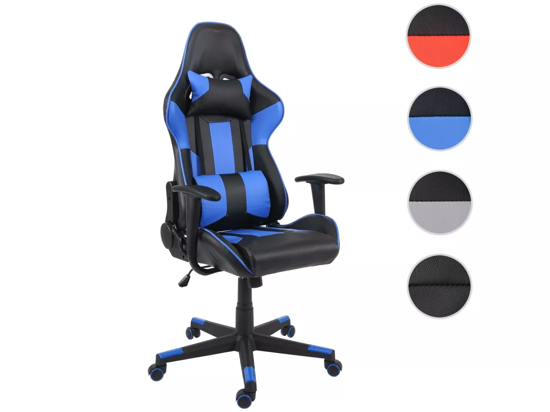 Chaise de bureau MCW-F84, noir/bleu