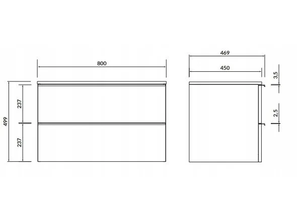 Cersanit S522-027 VIRGO 80 WHITE CABINET WITH BLATH WHITE HANDLE BLACK ZMONT // CER.VIRGO-BLAT-80-BIAŁA-UCH-CZ